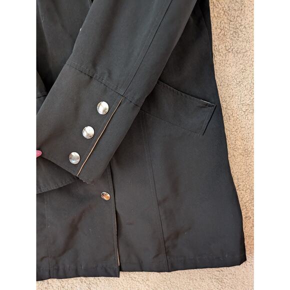 Vintage Nautica Women's Knee-Length Trench Jacket Small Black Hooded Coastal y2k - Picture 6 of 16